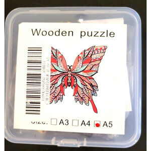 BUTTERFLY Colorful Wooden Jigsaw Puzzle Small Size A5 Unique Shapes NEW